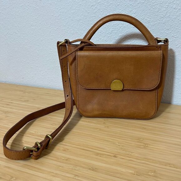 Madewell Handbags - Madewell Mini Abroad Leather Crossbody Bag Purse Tan Brown Leather L4913